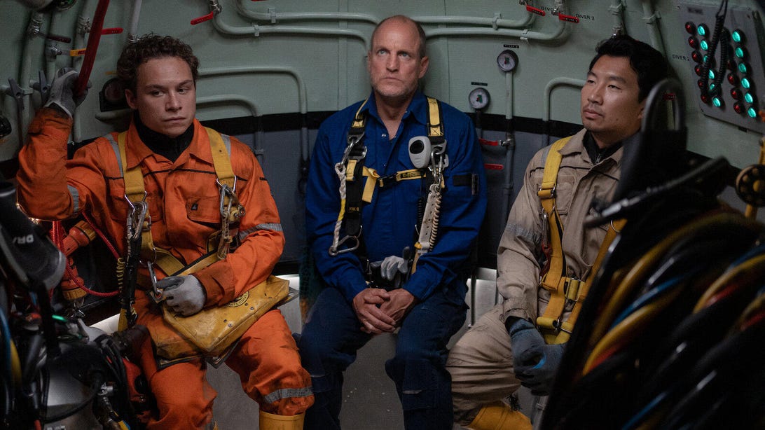 Finn Cole, Woody Harrelson, and Simu Liu, Last Breath
